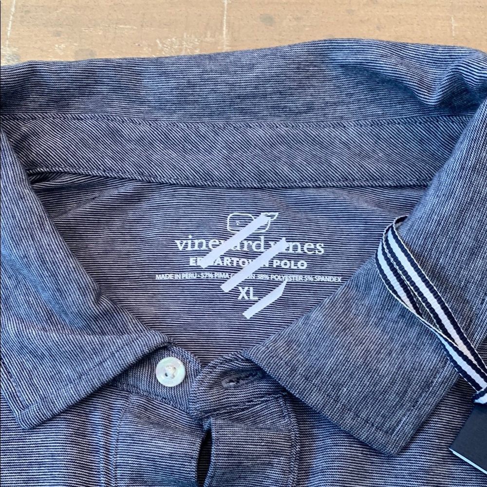 Vineyard Vines Blue Polo Shirt Mens Size Extra Large Blue Stripes - Picture 2 of 10